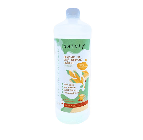 Natuty Prací gel na bílé i barevné prádlo s vůní citronu (1 l) - II. jakost