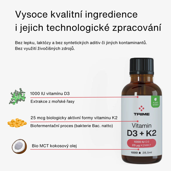 Trime Vitamin D3 + K2, 1000 IU + 25 µg - kapky (28,5 ml)