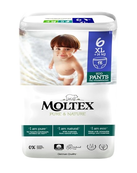 Moltex Natahovací plenkové kalhotky Pure & Nature - XL 14+ kg (18 ks) - II. jakost