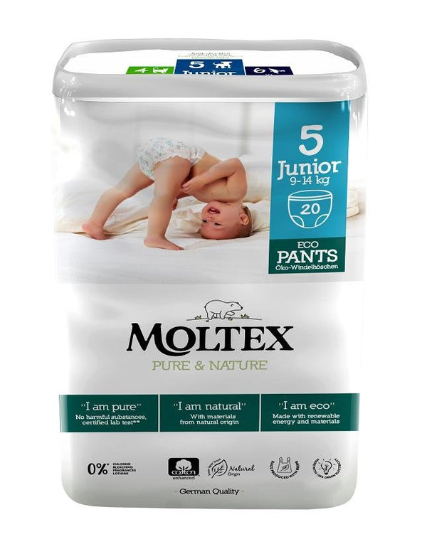 Moltex Natahovací plenkové kalhotky Pure & Nature - Junior 9-14 kg (20 ks)